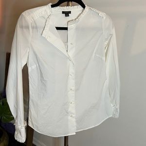 Ann Taylor Ruffle Neck Shirt (Size Small Petite)